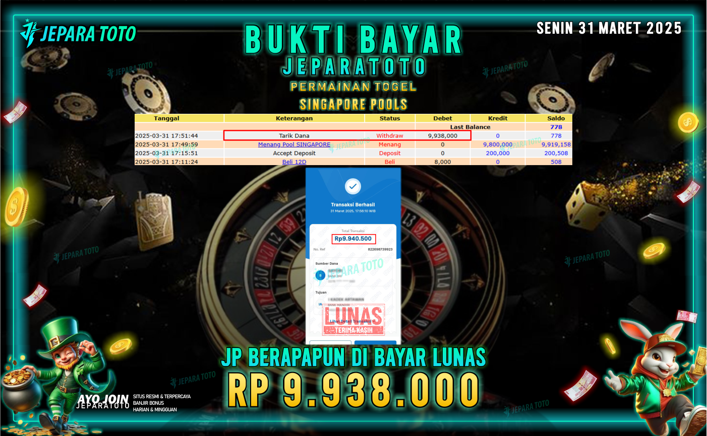 BUKTI KEMENANGAN TOGEL MEMBER JEPARATOTO | SINGAPORE POOLS