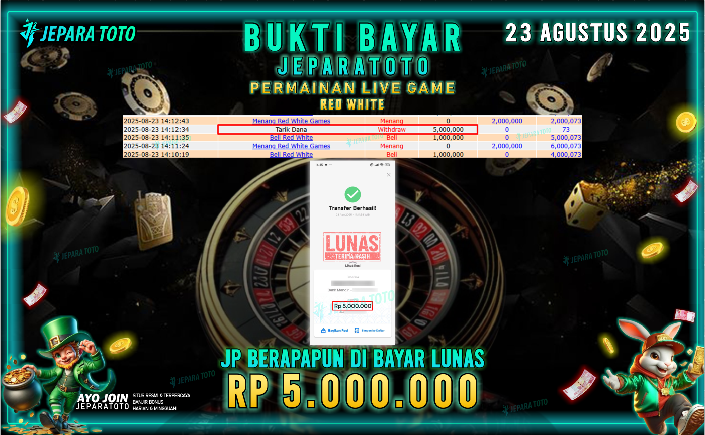 BUKTI KEMENANGAN MEMBER JEPARATOTO | RED WHITE