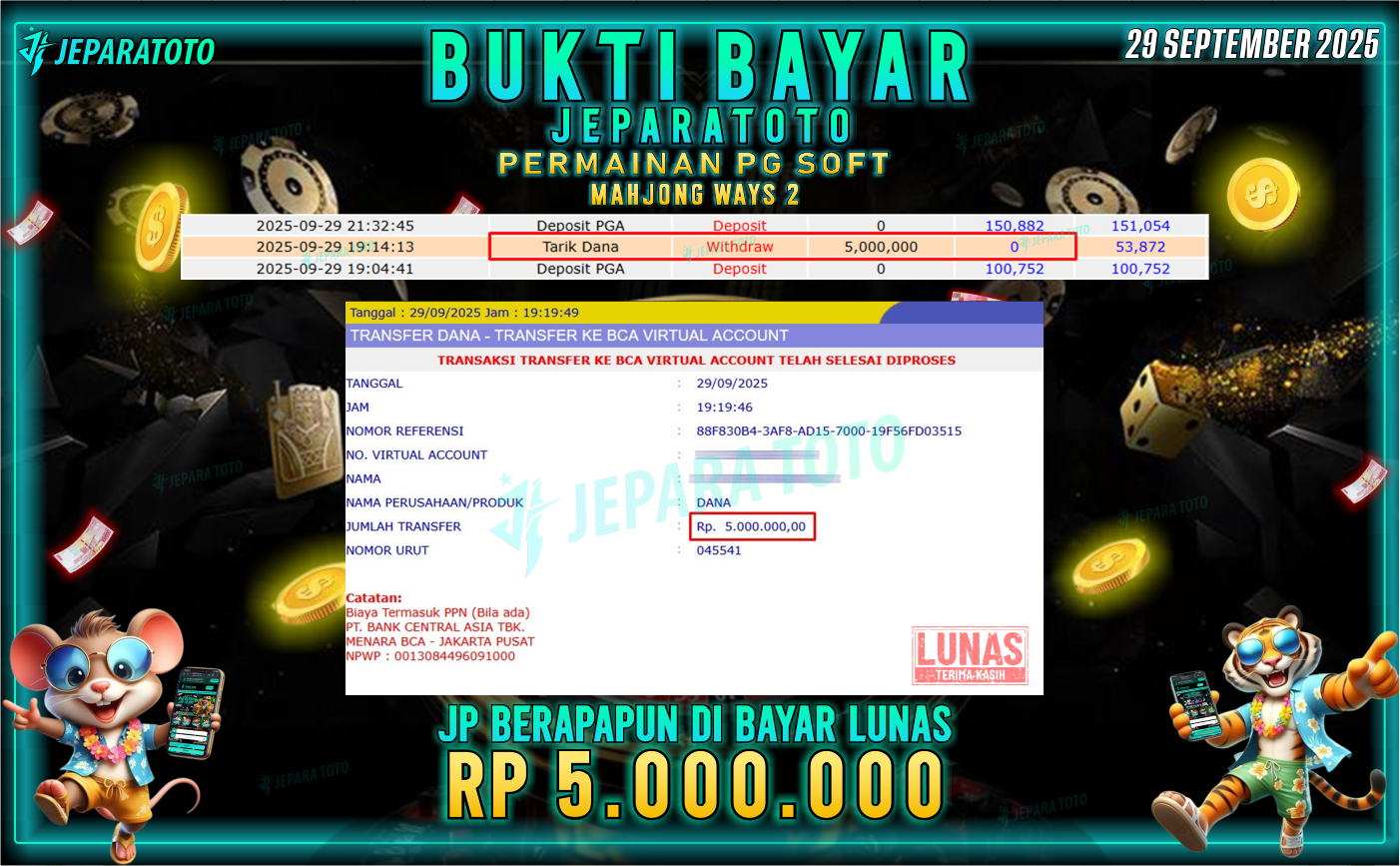 BUKTI KEMENANGAN MEMBER JEPARATOTO | MAHJONG WAYS 2