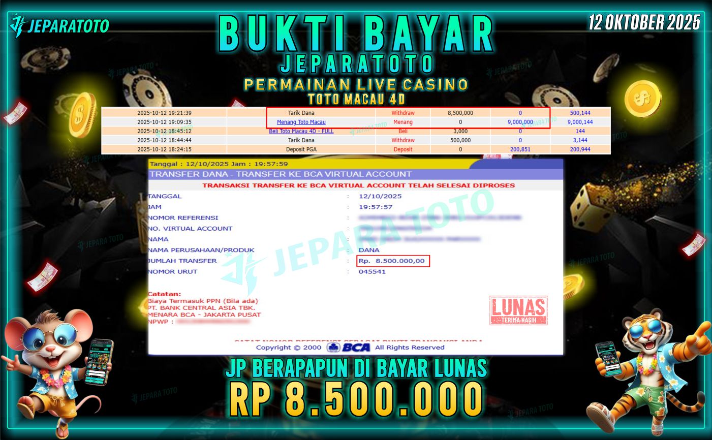 BUKTI KEMENANGAN MEMBER JEPARATOTO | TOTO MACAU 4D