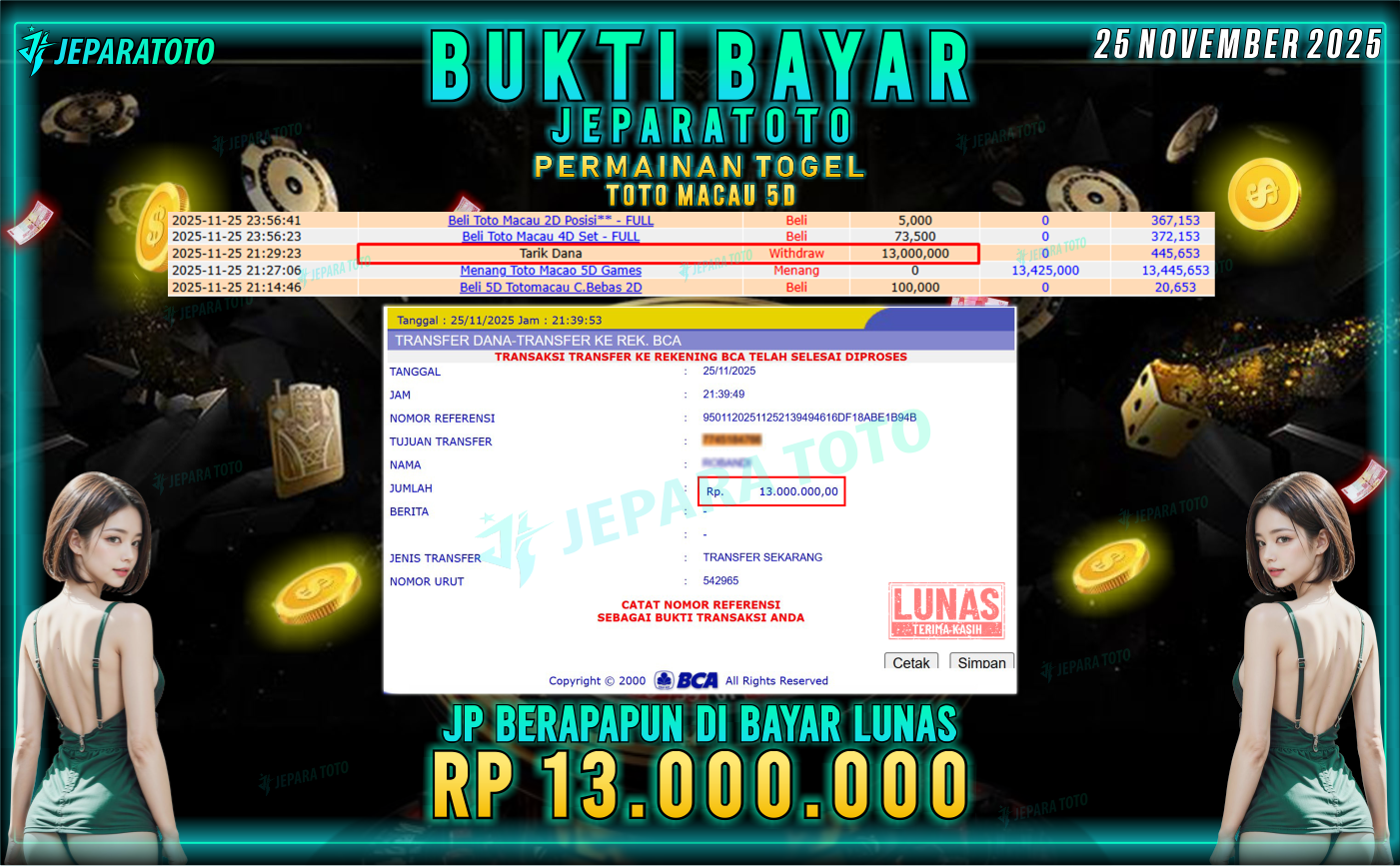 BUKTI KEMENANGAN MEMBER JEPARATOTO | TOTO MACAU 5D