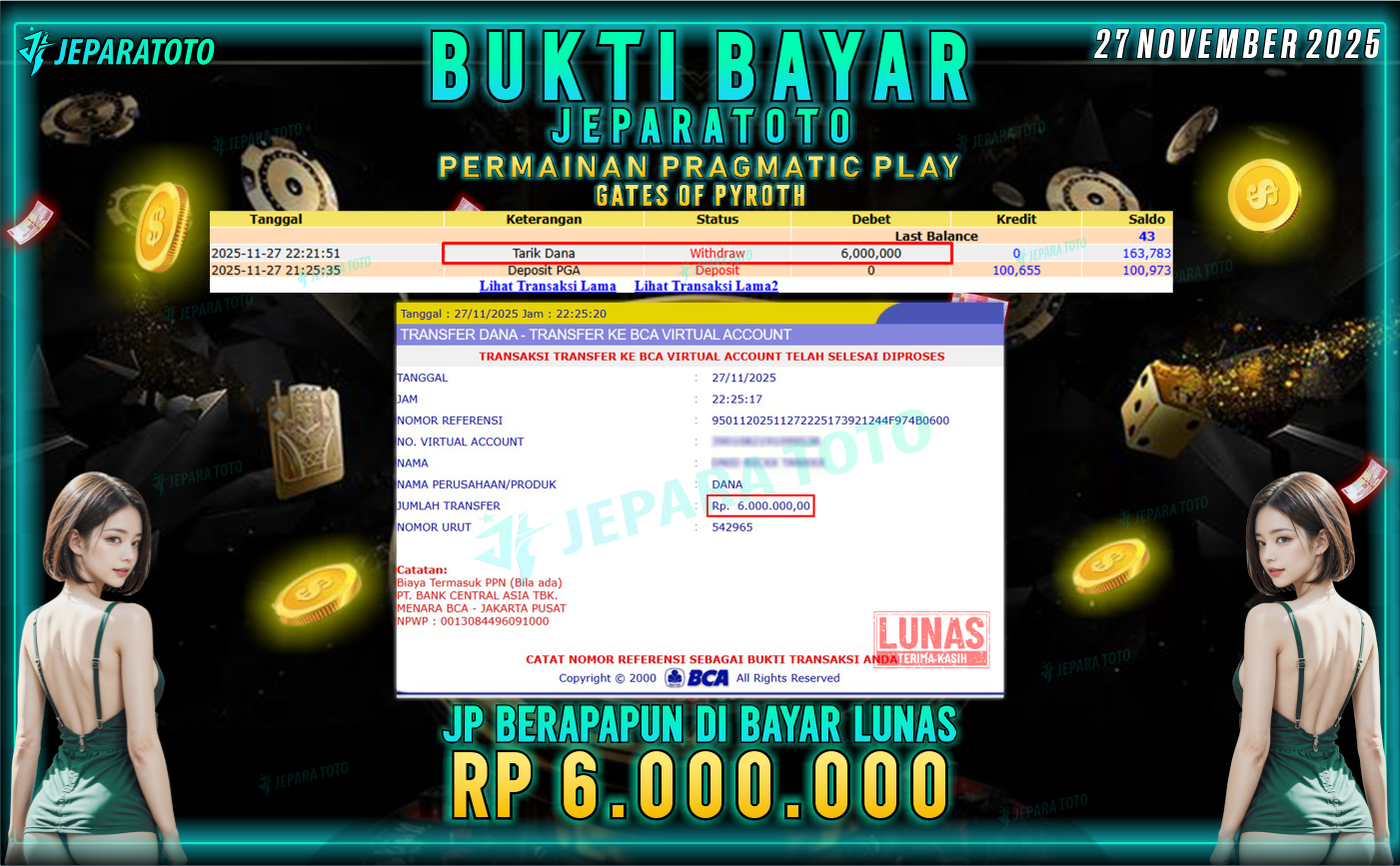BUKTI KEMENANGAN MEMBER JEPARATOTO | GATES OF PYROTH
