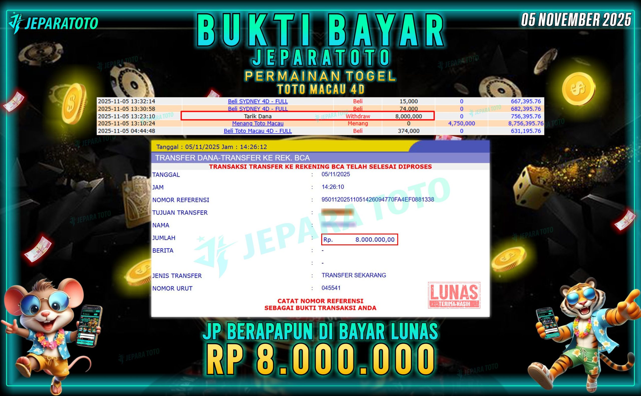 BUKTI KEMENANGAN MEMBER JEPARATOTO | TOTO MACAU 4D