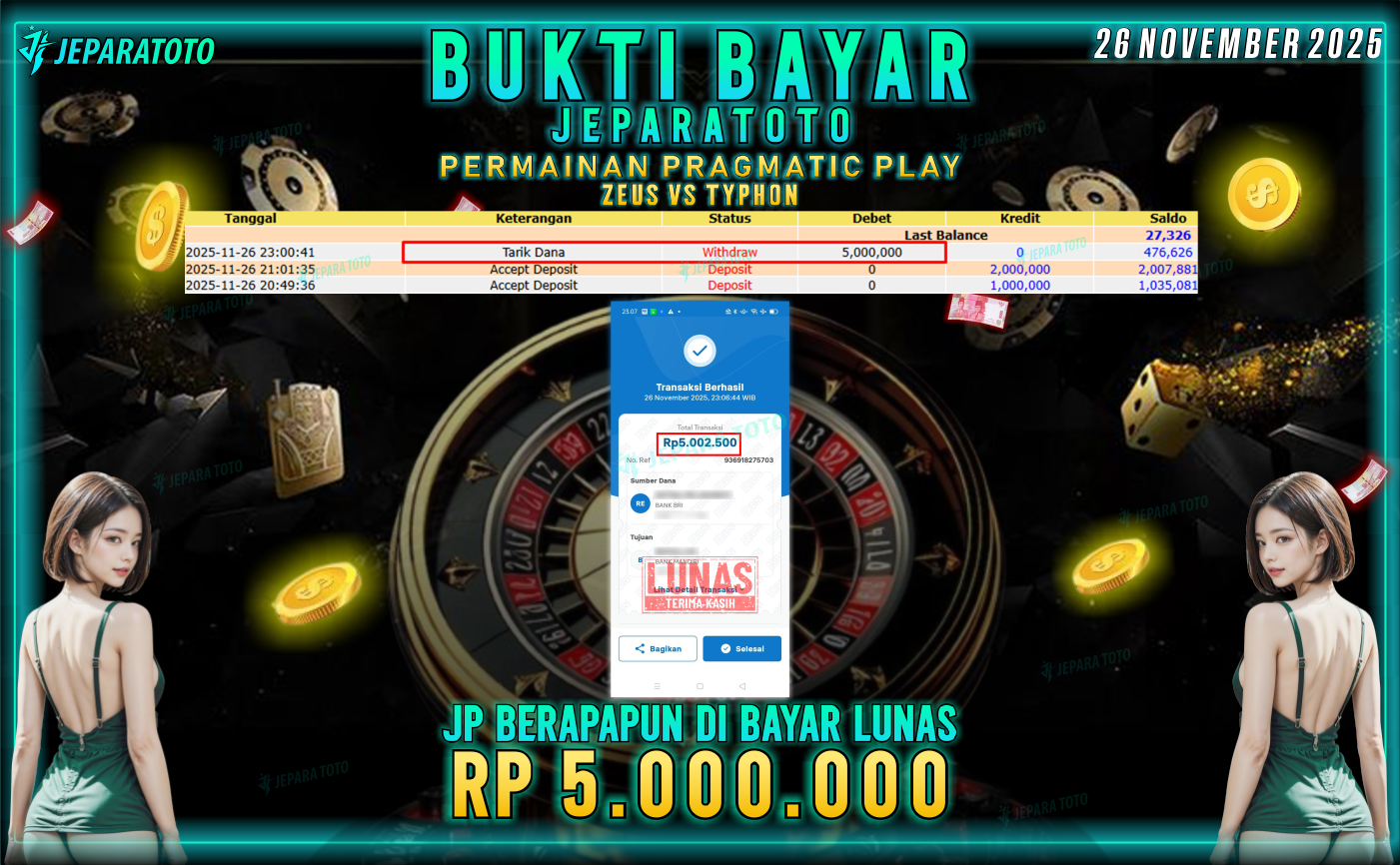 BUKTI KEMENANGAN MEMBER JEPARATOTO | ZEUS VS TYPHON