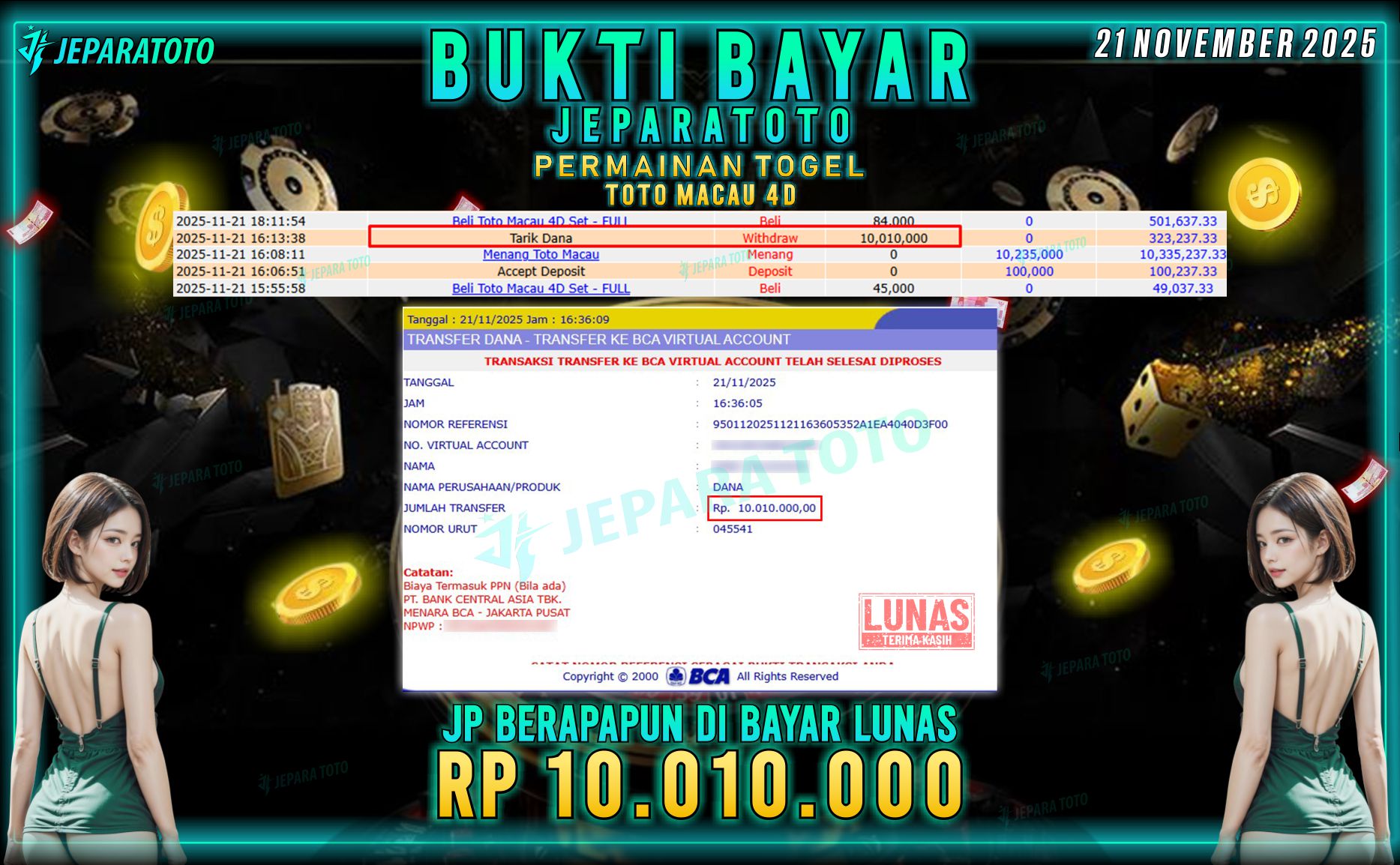 BUKTI KEMENANGAN MEMBER JEPARATOTO | TOTO MACAU 4D