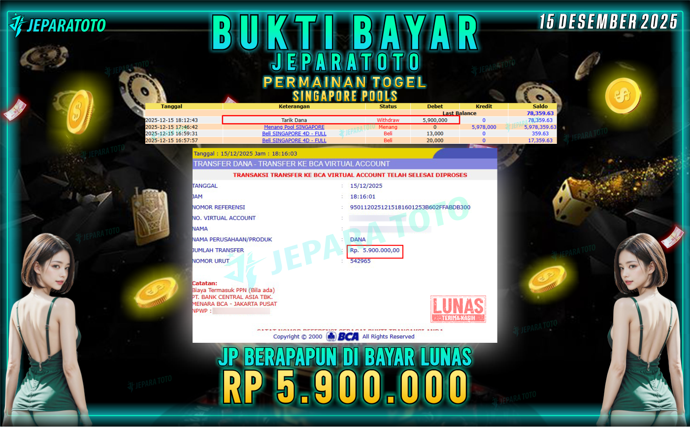 BUKTI KEMENANGAN MEMBER JEPARATOTO | SINGAPORE POOLS