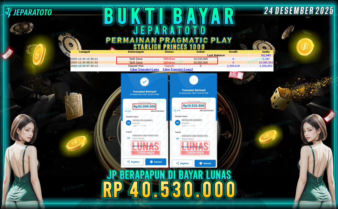 BUKTI KEMENANGAN MEMBER JEPARATOTO | STARLIGHT PRINCESS 1000