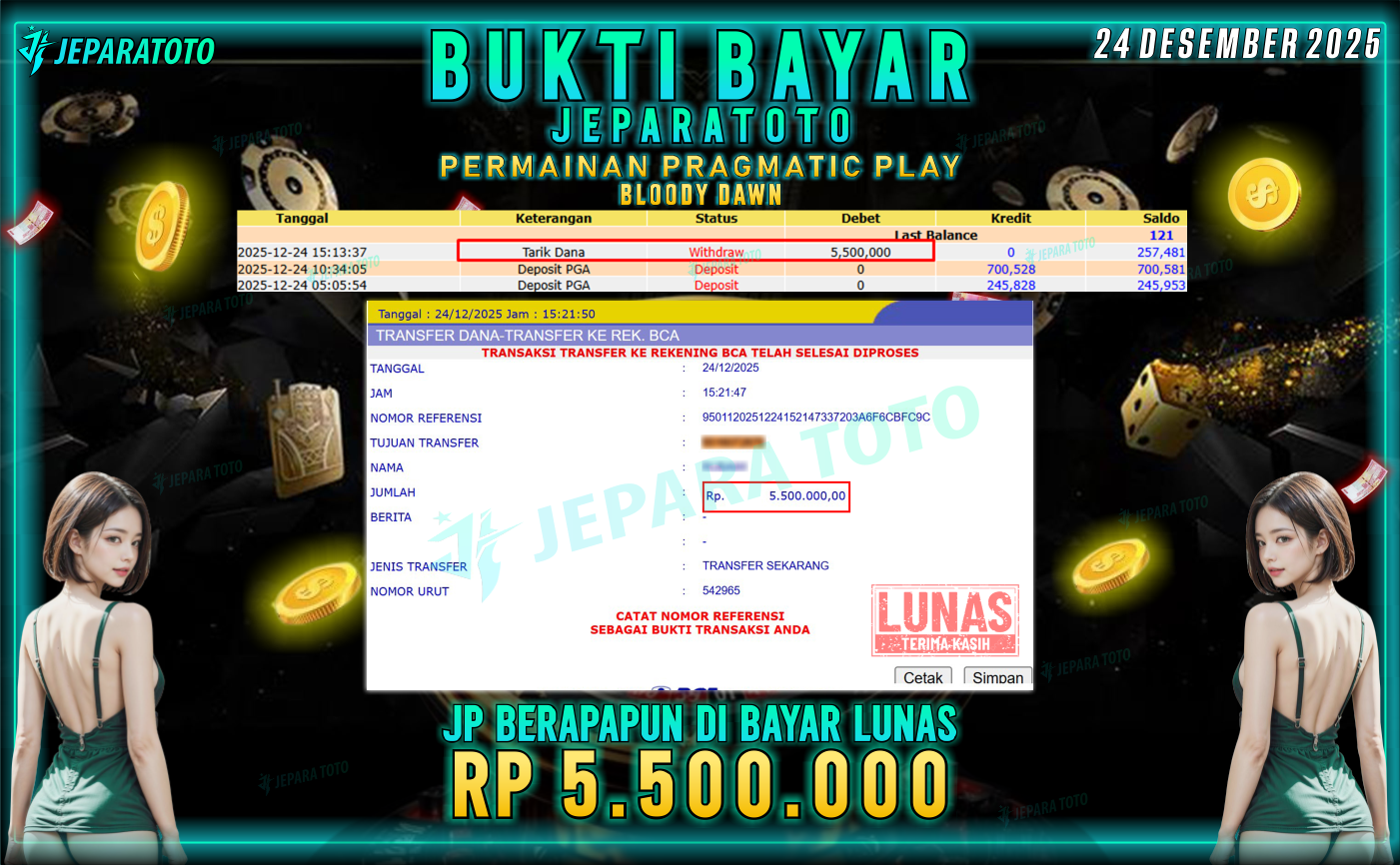 BUKTI KEMENANGAN MEMBER JEPARATOTO | BLOODY DAWN
