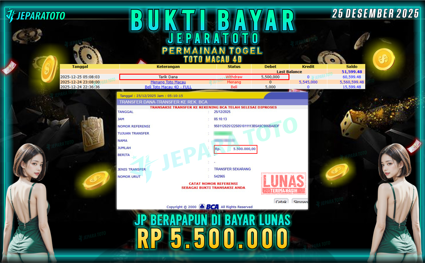 BUKTI KEMENANGAN MEMBER JEPARATOTO | TOTO MACAU 4D
