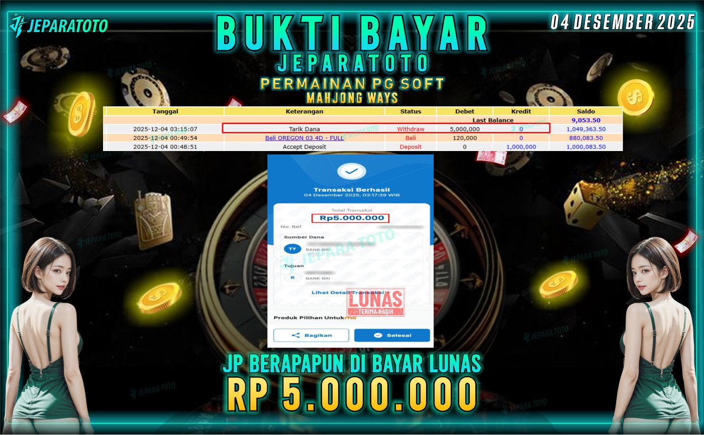 BUKTI KEMENANGAN MEMBER JEPARATOTO | SWEET BONANZA 1000