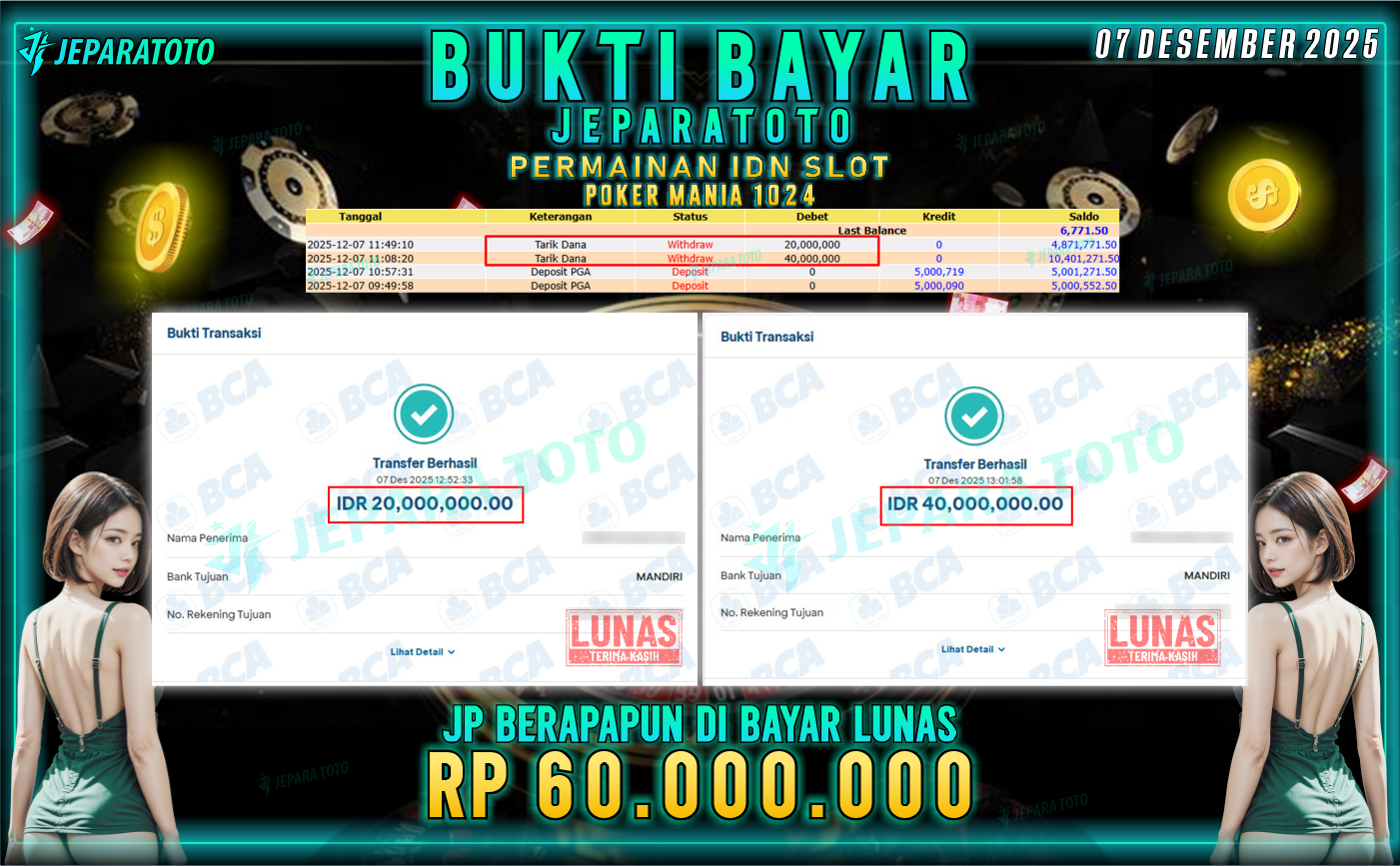 BUKTI KEMENANGAN MEMBER JEPARATOTO | POKER MANIA 1024