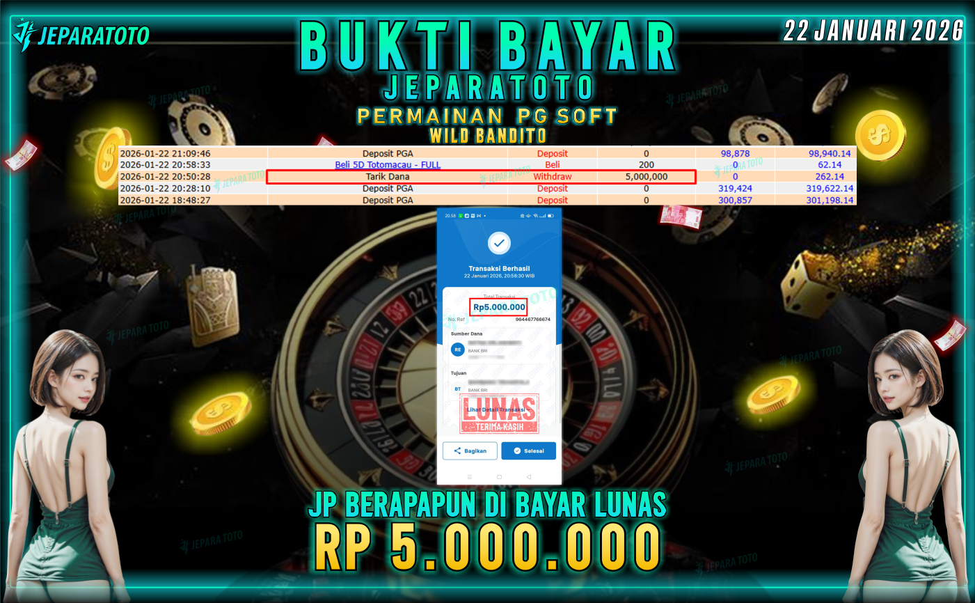 BUKTI KEMENANGAN MEMBER JEPARATOTO | WILD BANDITO