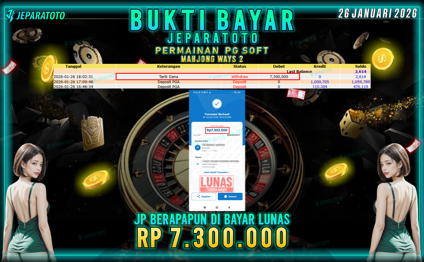 BUKTI KEMENANGAN MEMBER JEPARATOTO | MAHJONG WAYS 2