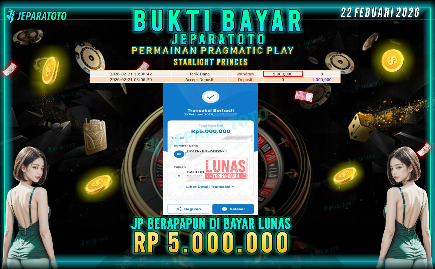 BUKTI KEMENANGAN MEMBER JEPARATOTO | STARLIGHT PRINCES