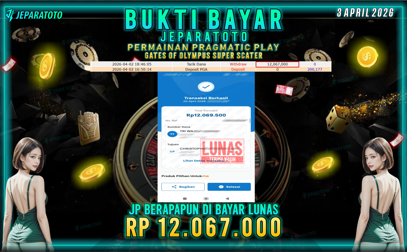 BUKTI KEMENANGAN MEMBER JEPARATOTO I  GATES OF OLYMPUS SUPER SCATER