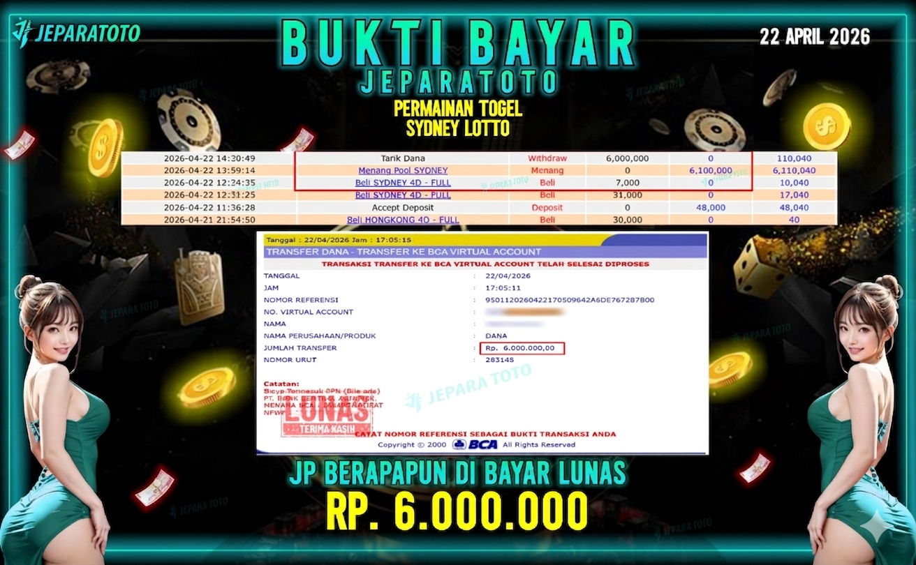 BUKTI KEMENANGAN MEMBER JEPARATOTO I TOGEL SYDNEY LOTTO