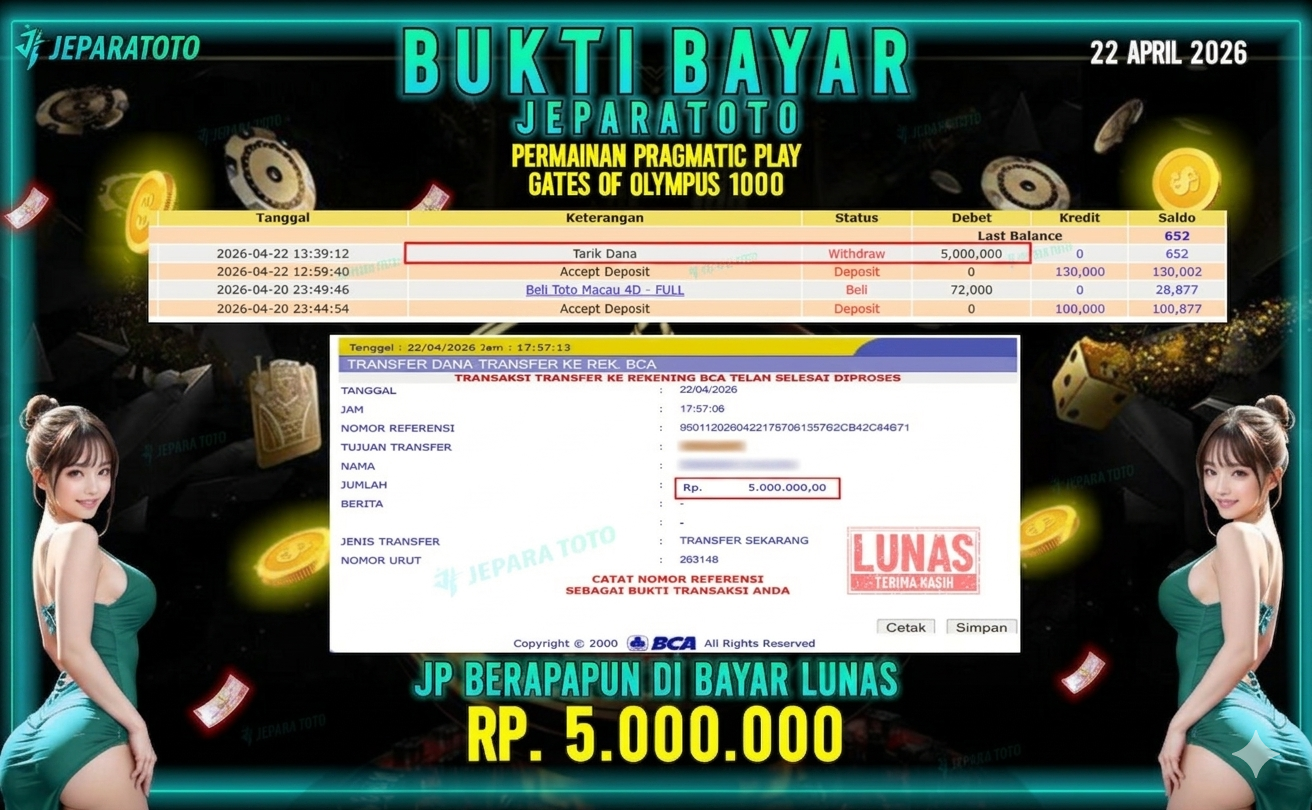 BUKTI KEMENANGAN MEMBER JEPARATOTO I GATES OF OLYMPUS 1000