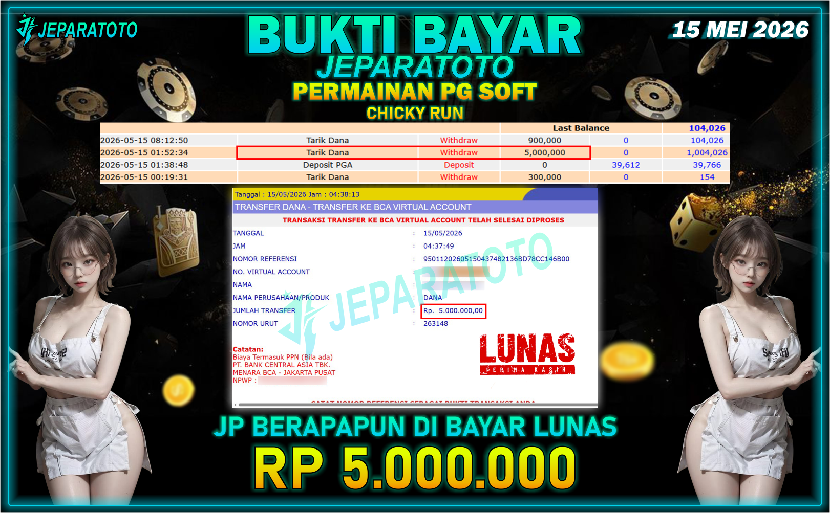 BUKTI KEMENANGAN MEMBER JEPARATOTO I CHICKY RUN