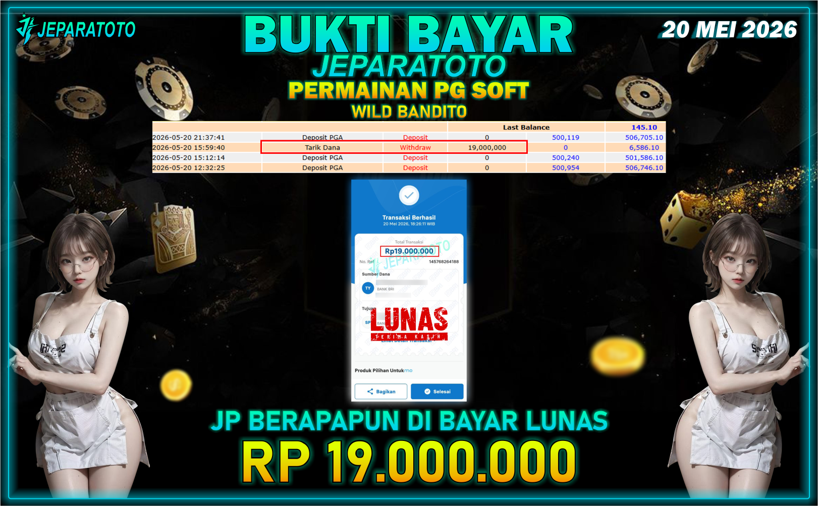 BUKTI KEMENANGAN MEMBER JEPARATOTO I WILD BANDITO