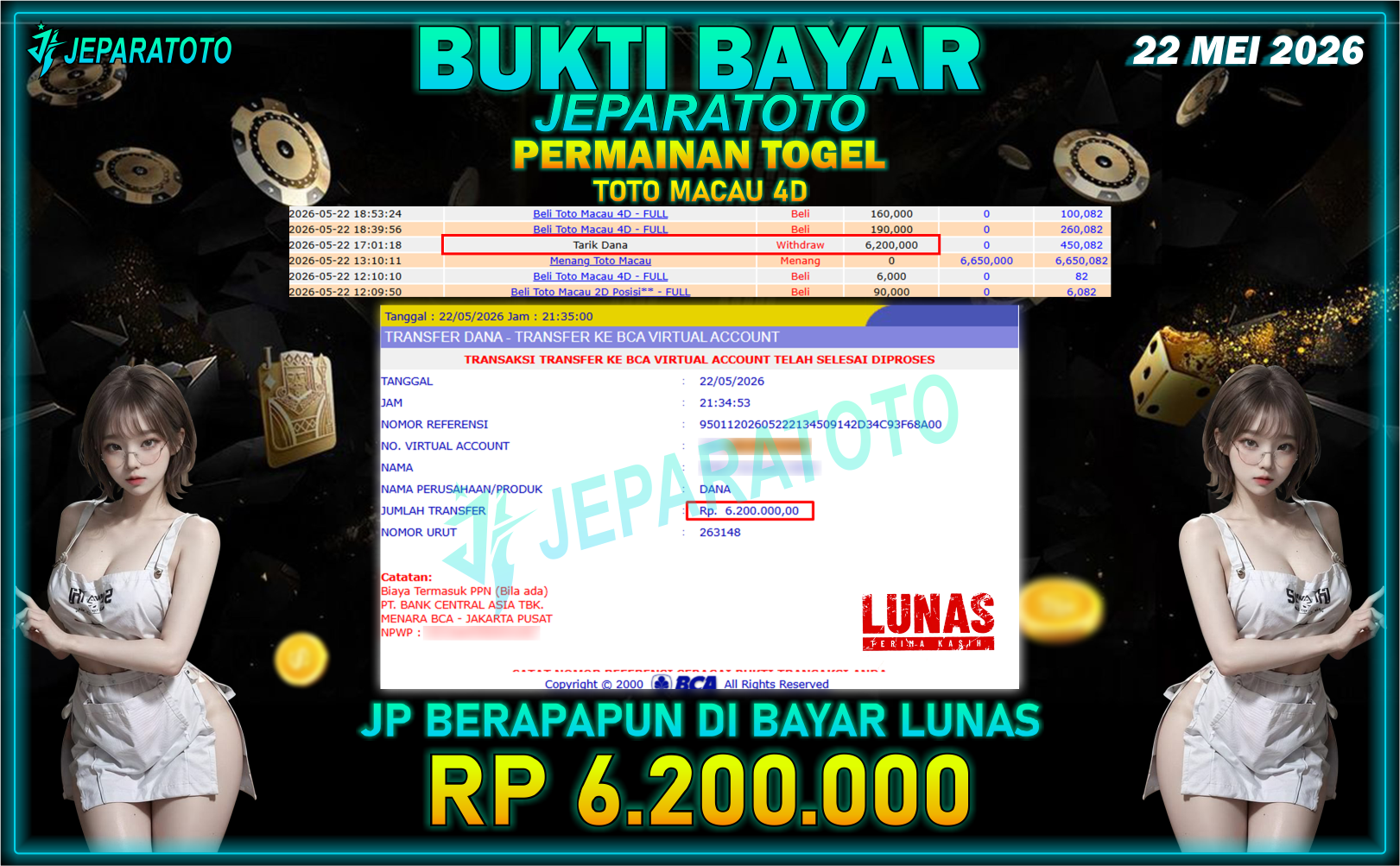 BUKTI KEMENANGAN MEMBER JEPARATOTO I TOTO MACAU 4D