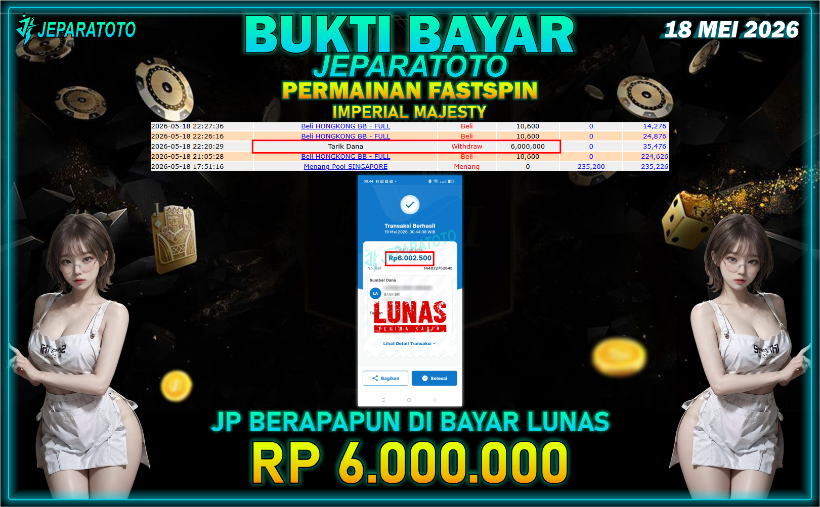 BUKTI KEMENANGAN MEMBER JEPARATOTO I IMPERIAL MAJESTY