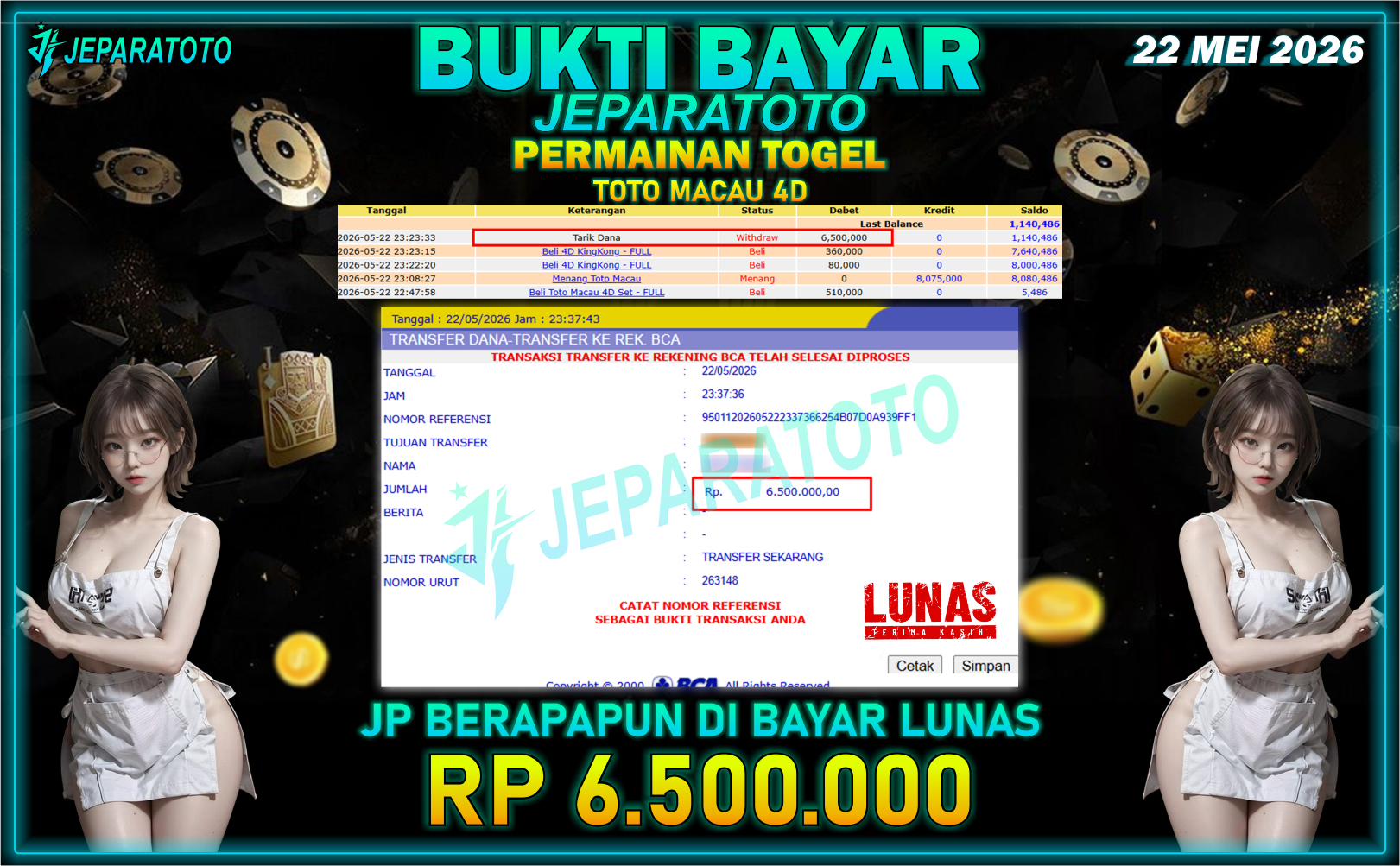 BUKTI KEMENANGAN MEMBER JEPARATOTO I TOTO MACAU 4D