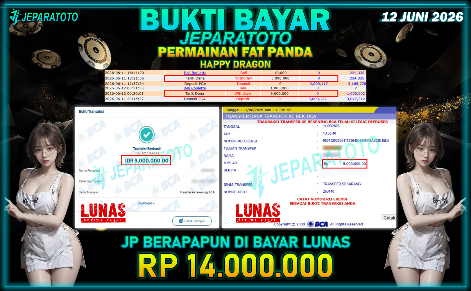 BUKTI KEMENANGAN MEMBER JEPARATOTO I HAPPY DRAGON