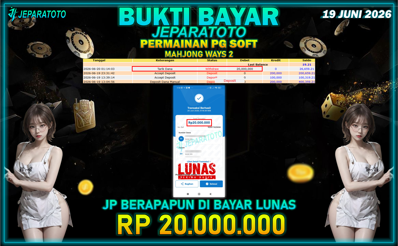 BUKTI KEMENANGAN MEMBER JEPARATOTO I MAHJONG WAYS 2