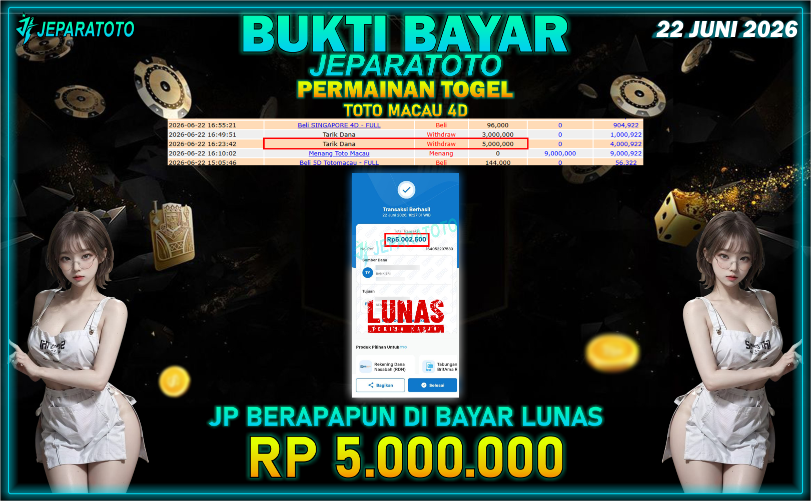 BUKTI KEMENANGAN MEMBER JEPARATOTO I TOTO MACAU 4D