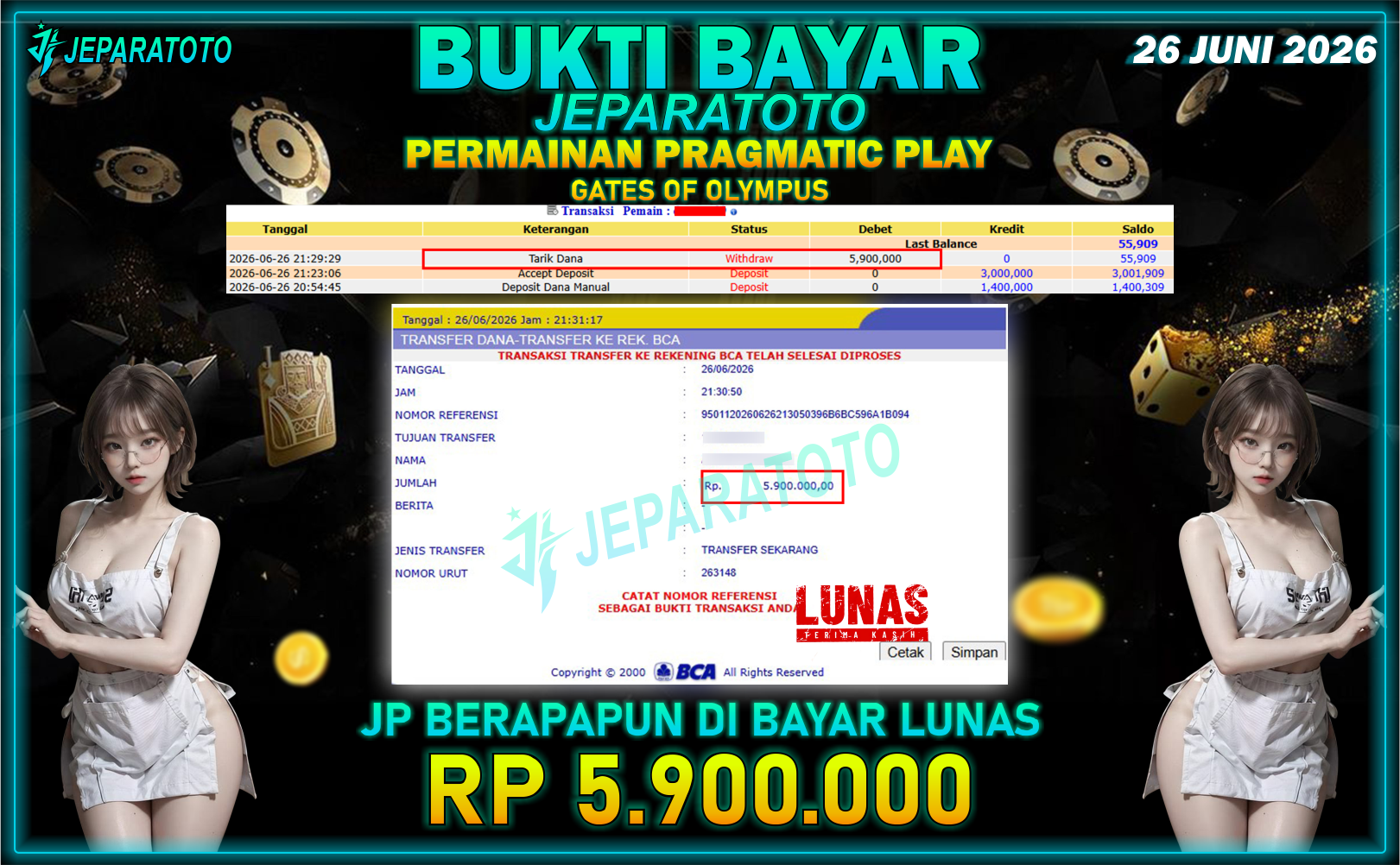 BUKTI KEMENANGAN MEMBER JEPARATOTO I GATES OF OLYMPUS