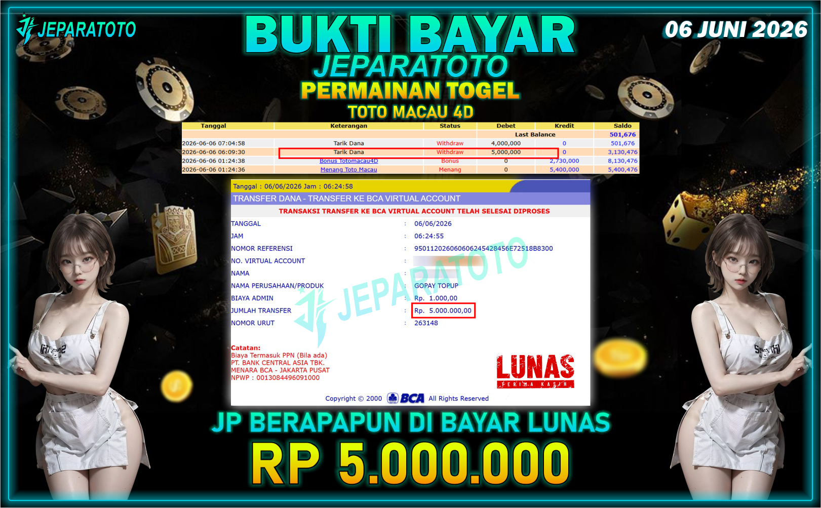 BUKTI KEMENANGAN MEMBER JEPARATOTO I TOTO MACAU4D