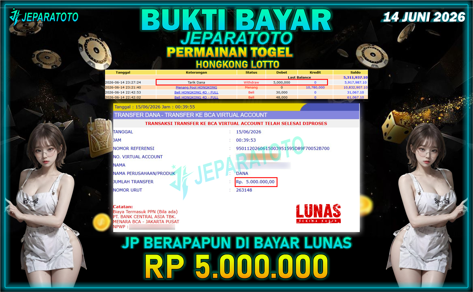 BUKTI KEMENANGAN MEMBER JEPARATOTO I HONGKONG LOTTO