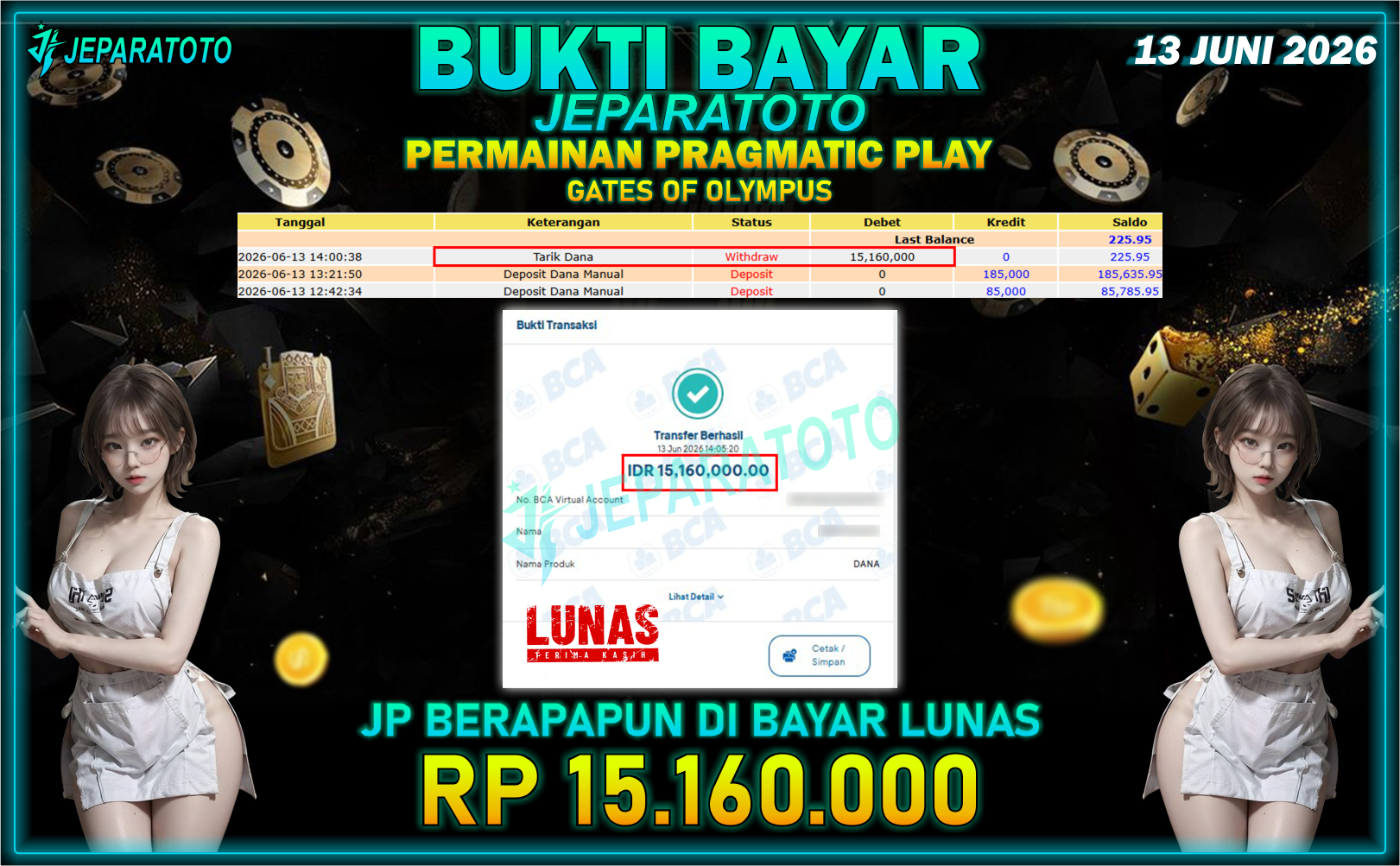 BUKTI KEMENANGAN MEMBER JEPARATOTO I GATES OF OLYMPUS