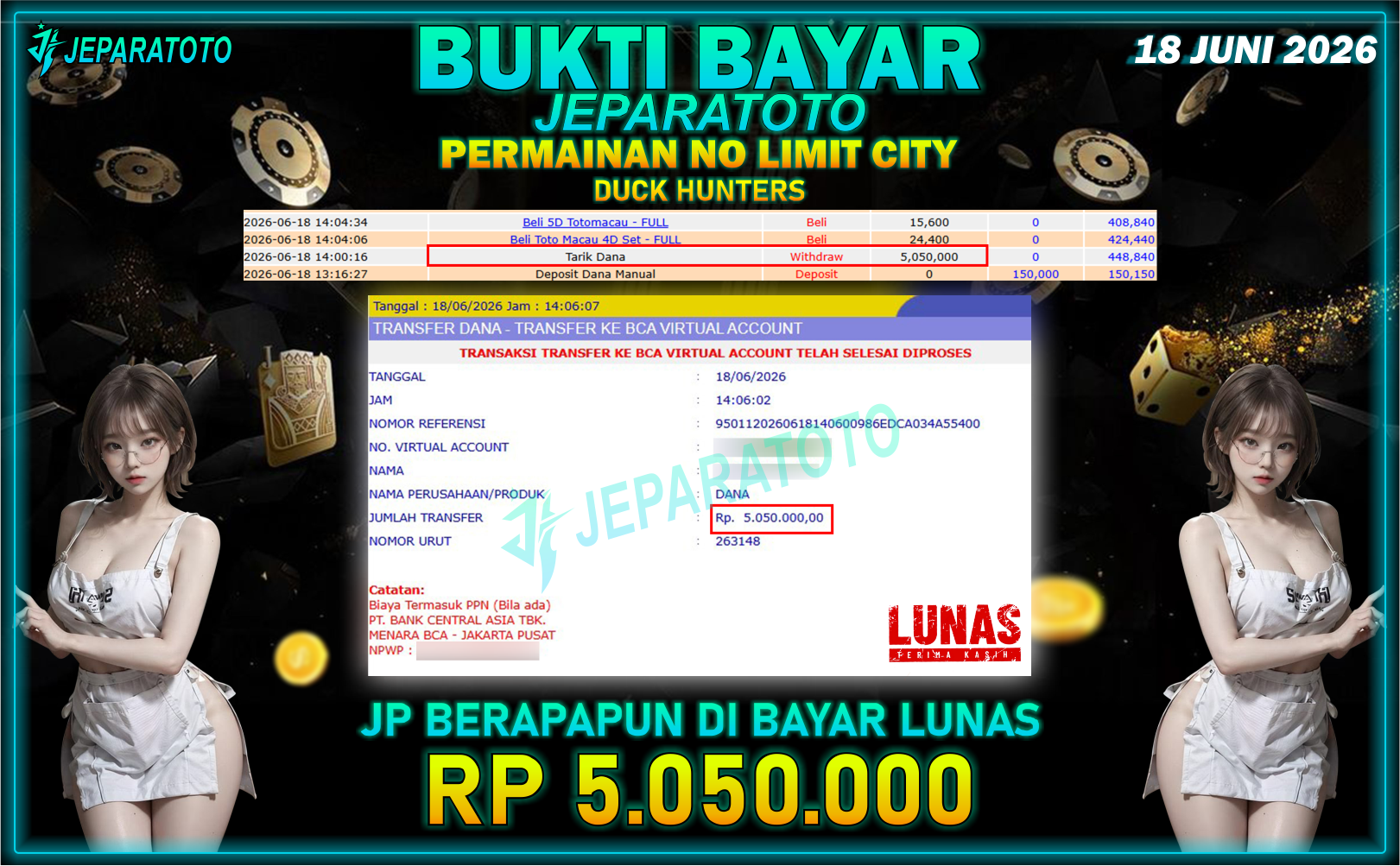 BUKTI KEMENANGAN MEMBER JEPARATOTO I DUCK HUNTERS