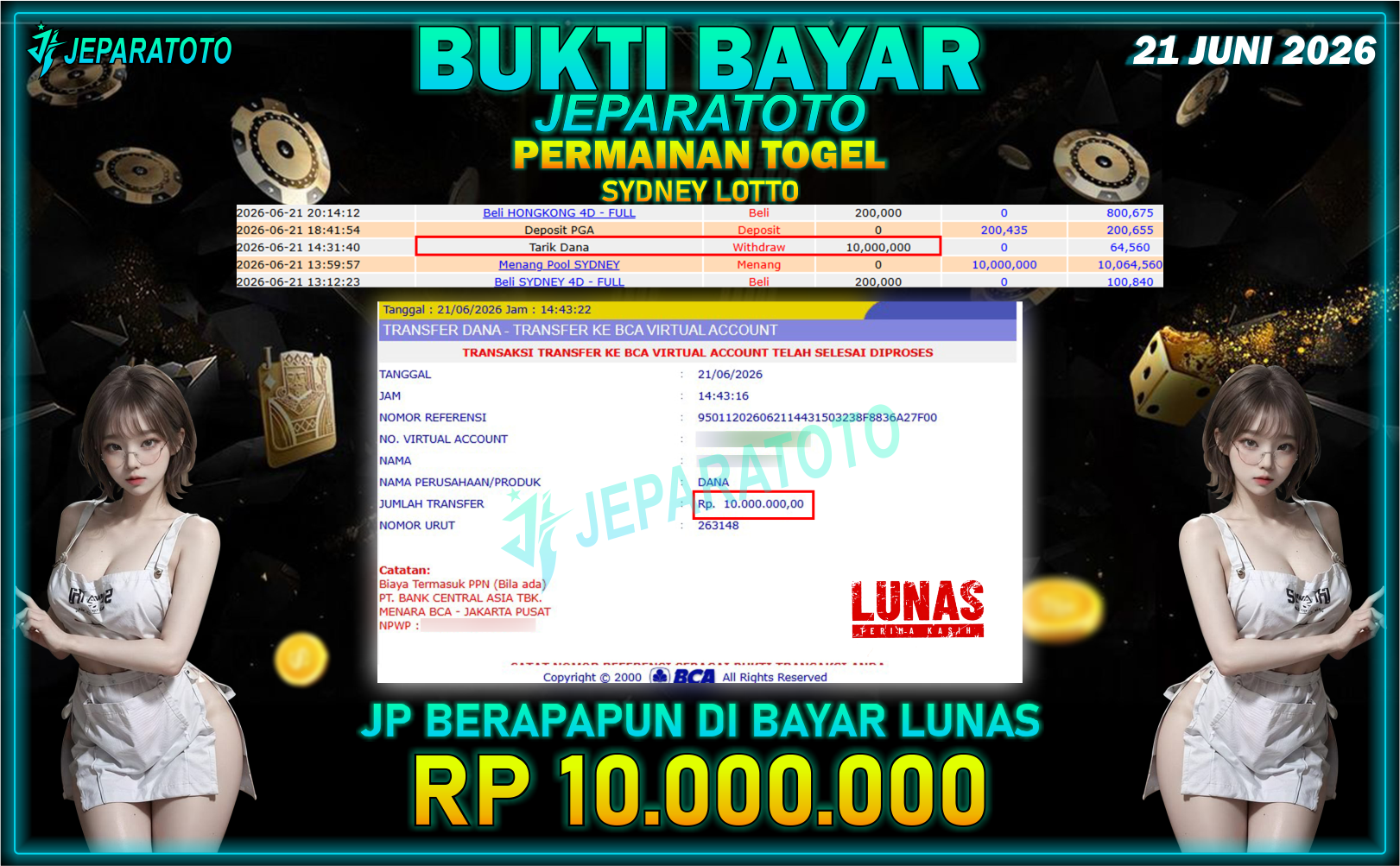 BUKTI KEMENANGAN MEMBER JEPARATOTO I SYDNEY LOTTO