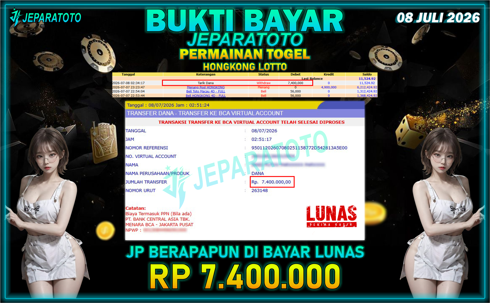 BUKTI KEMENANGAN MEMBER JEPARATOTO I HONGKONG LOTTO