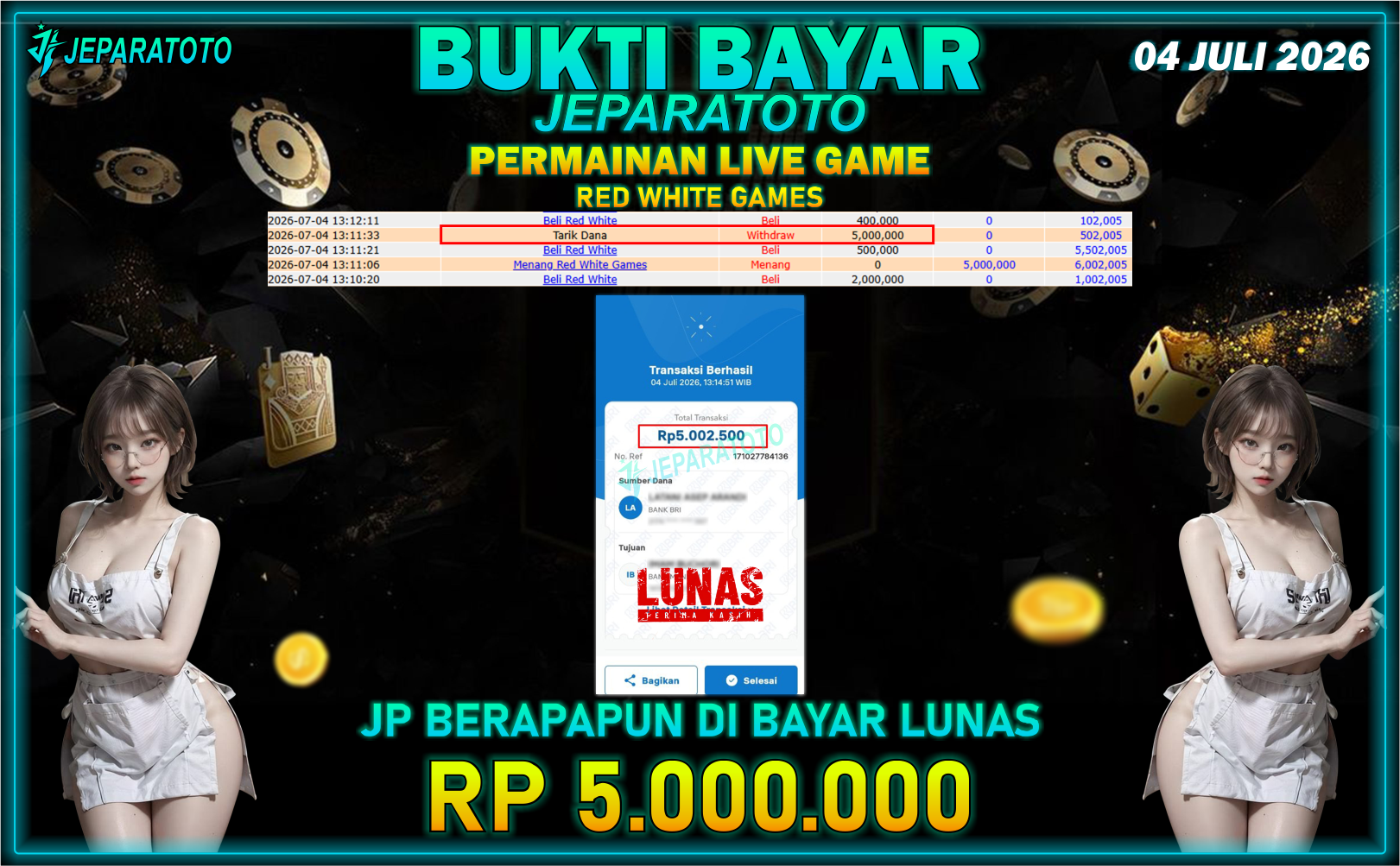 BUKTI KEMENANGAN MEMBER JEPARATOTO I RED WHITE GAMES