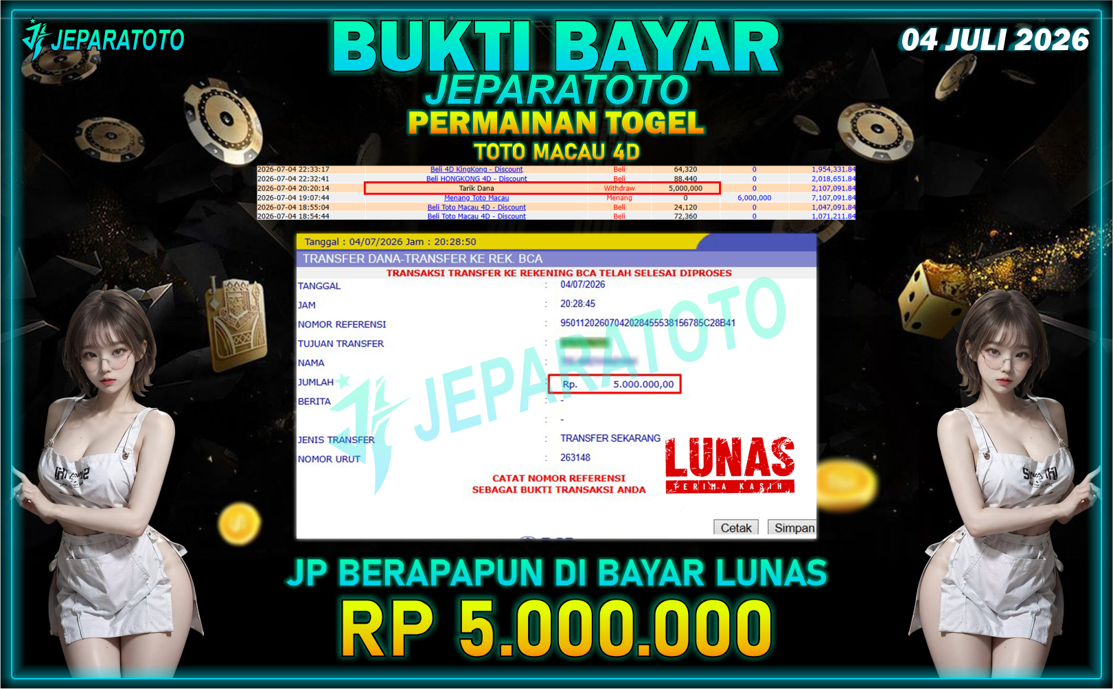 BUKTI KEMENANGAN MEMBER JEPARATOTO I TOTO MACAU 4D