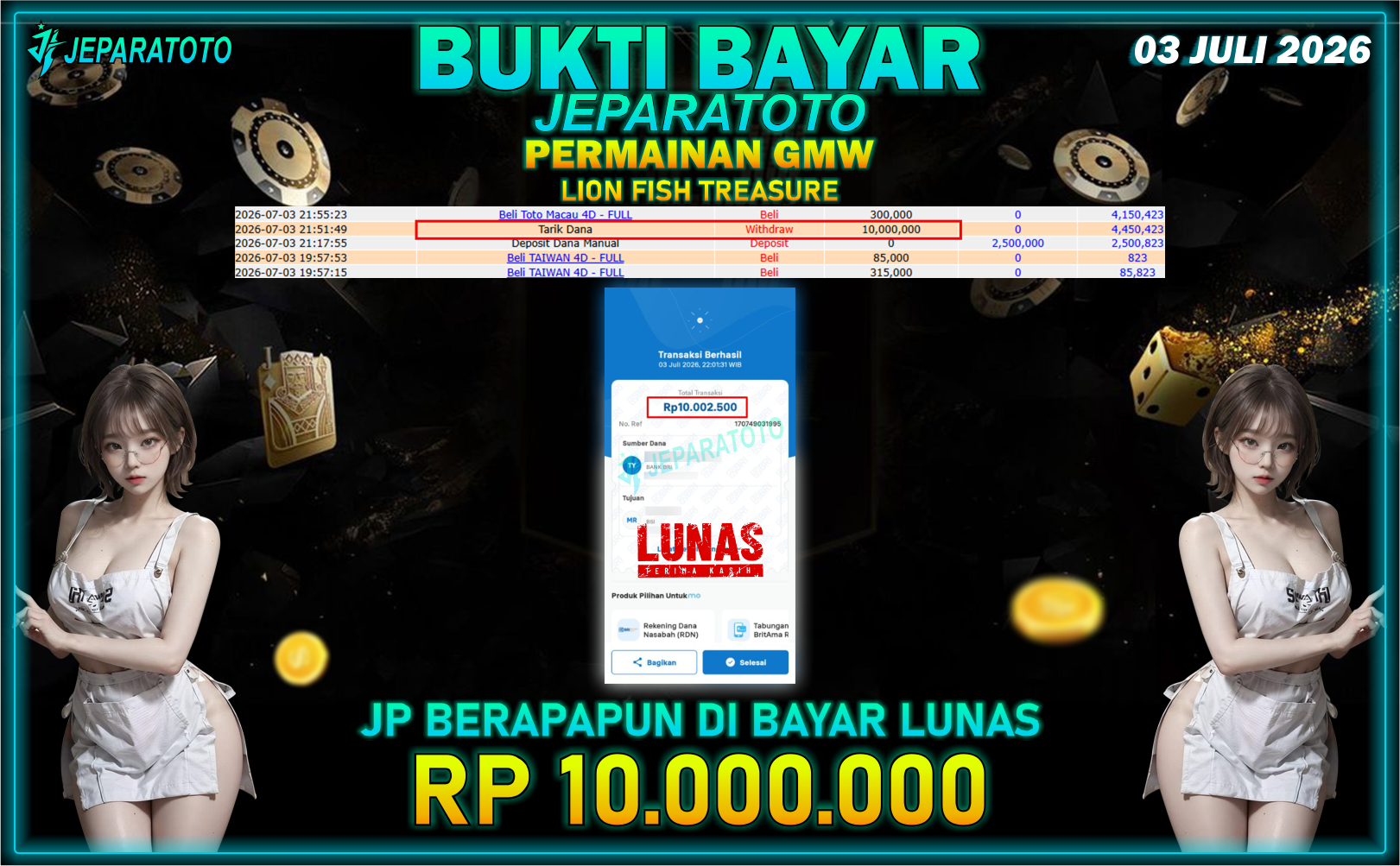 BUKTI KEMENANGAN MEMBER JEPARATOTO I LION FISH TREASURE