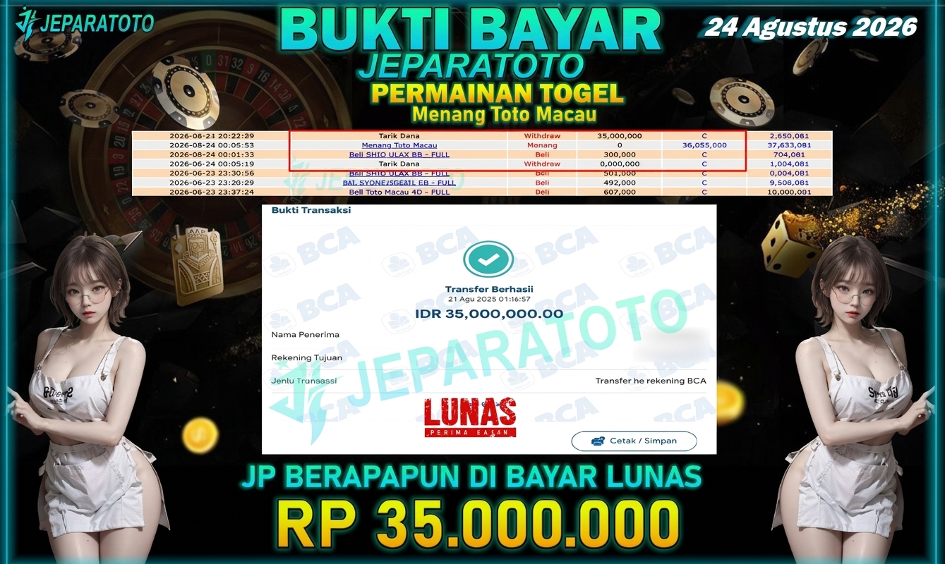 BUKTI KEMENANGAN MEMBER JEPARATOTO I MENANG TOTO MACAU