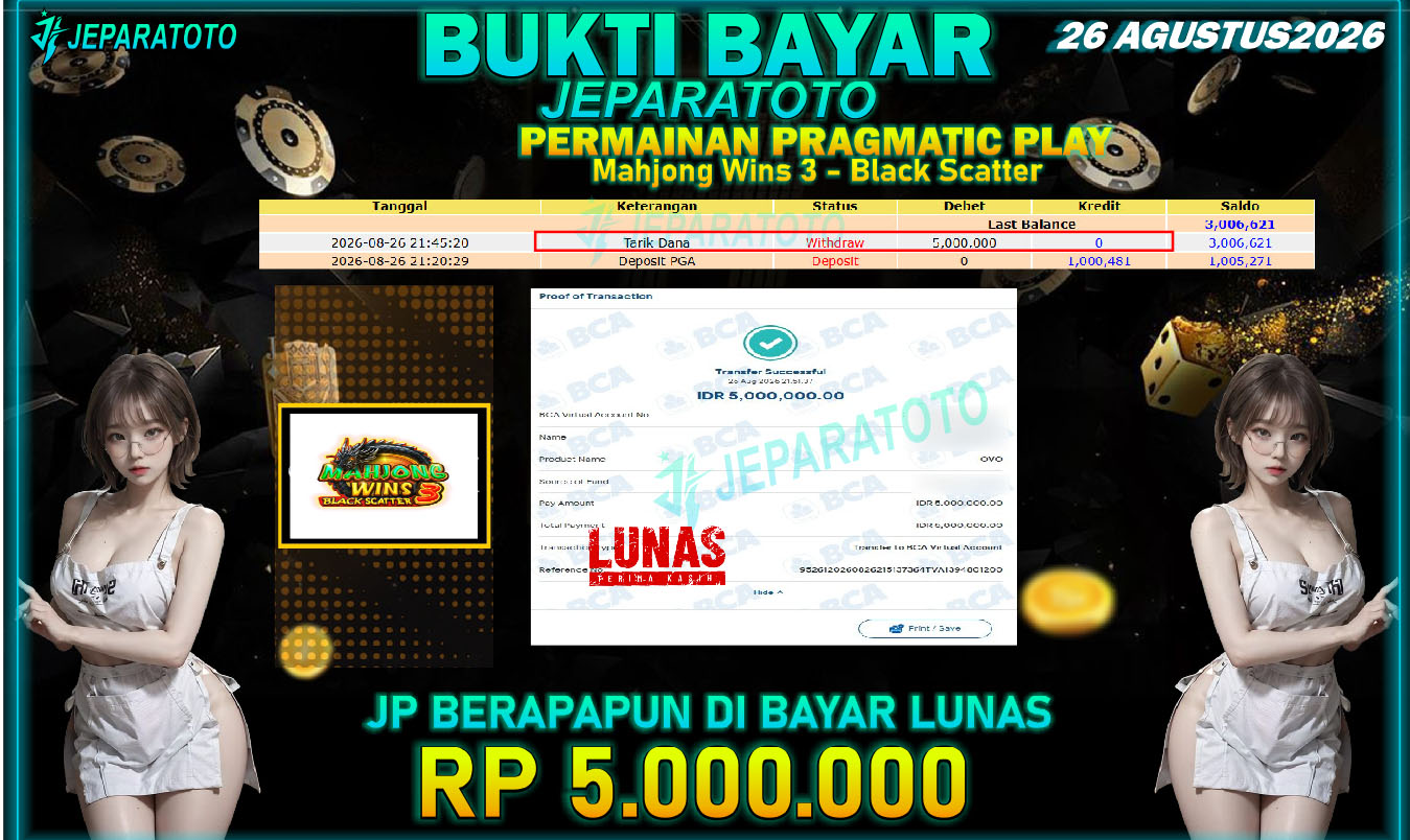 BUKTI KEMENANGAN MEMBER JEPARATOTO I MAHJONG WINS 3 – BLACK SCATTER