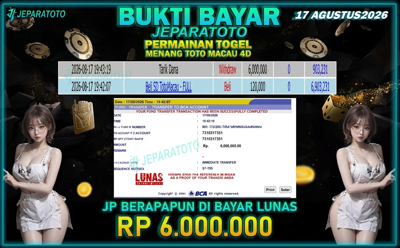 BUKTI KEMENANGAN MEMBER JEPARATOTO I MENANG TOTO MACAU