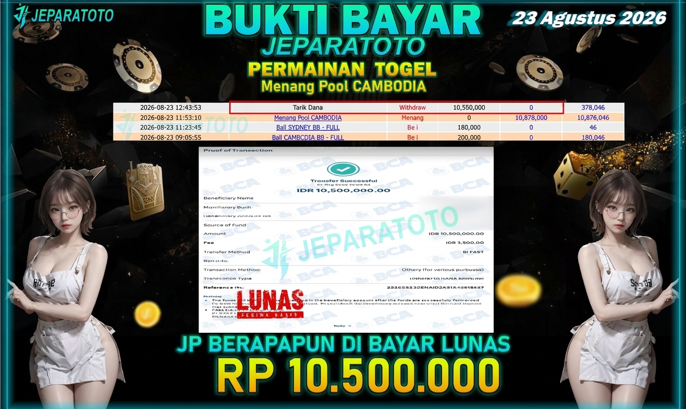 BUKTI KEMENANGAN MEMBER JEPARATOTO I MENANG POOL CAMBODIA