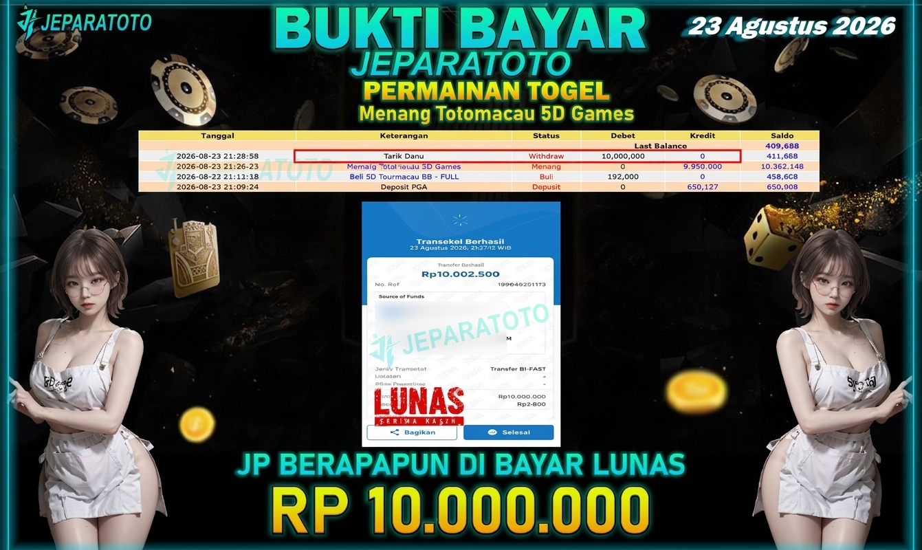 BUKTI KEMENANGAN MEMBER JEPARATOTO I MENANG TOTO MACAU 5D GAMES
