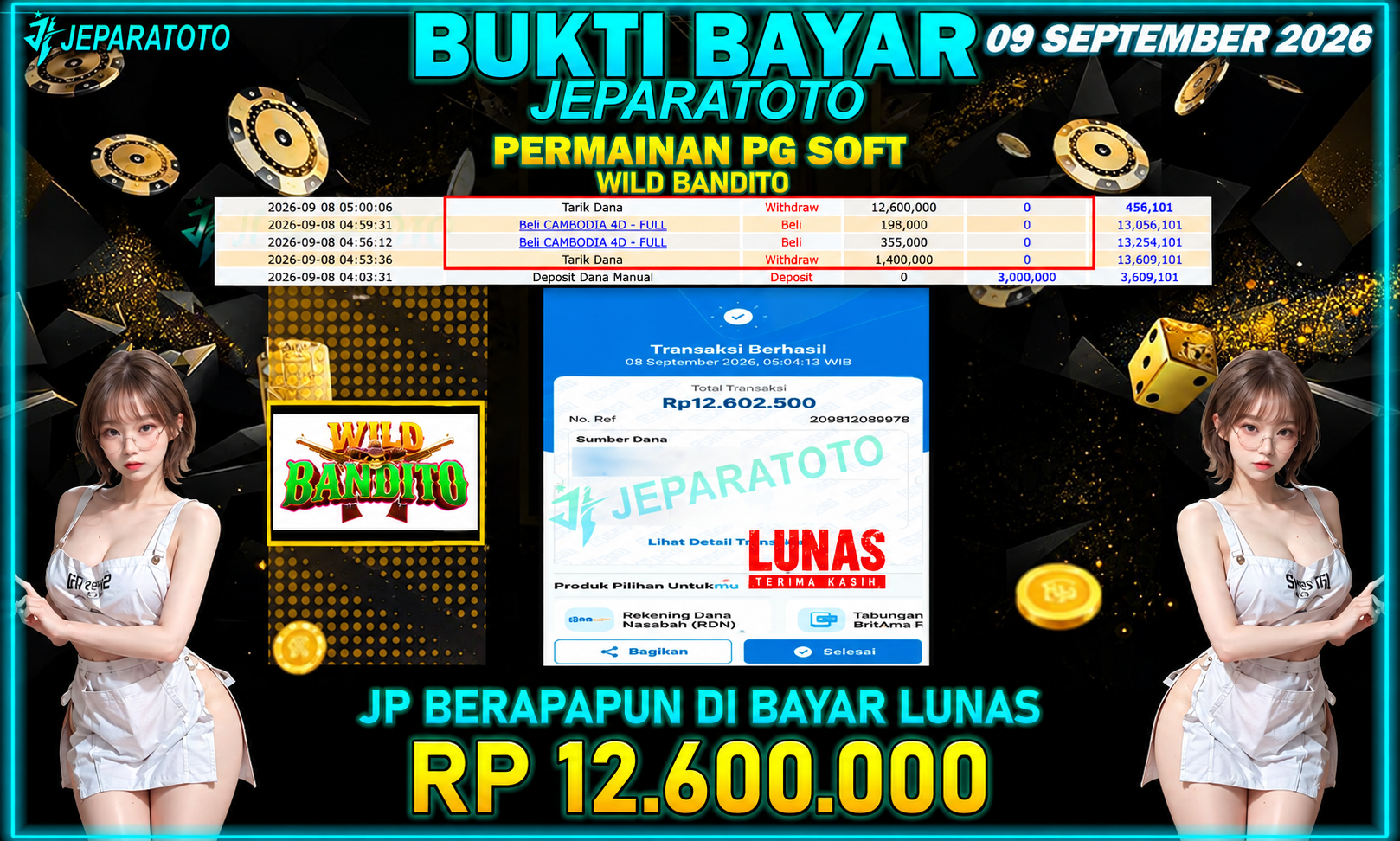 BUKTI KEMENANGAN MEMBER JEPARATOTO I WILD BANDITO