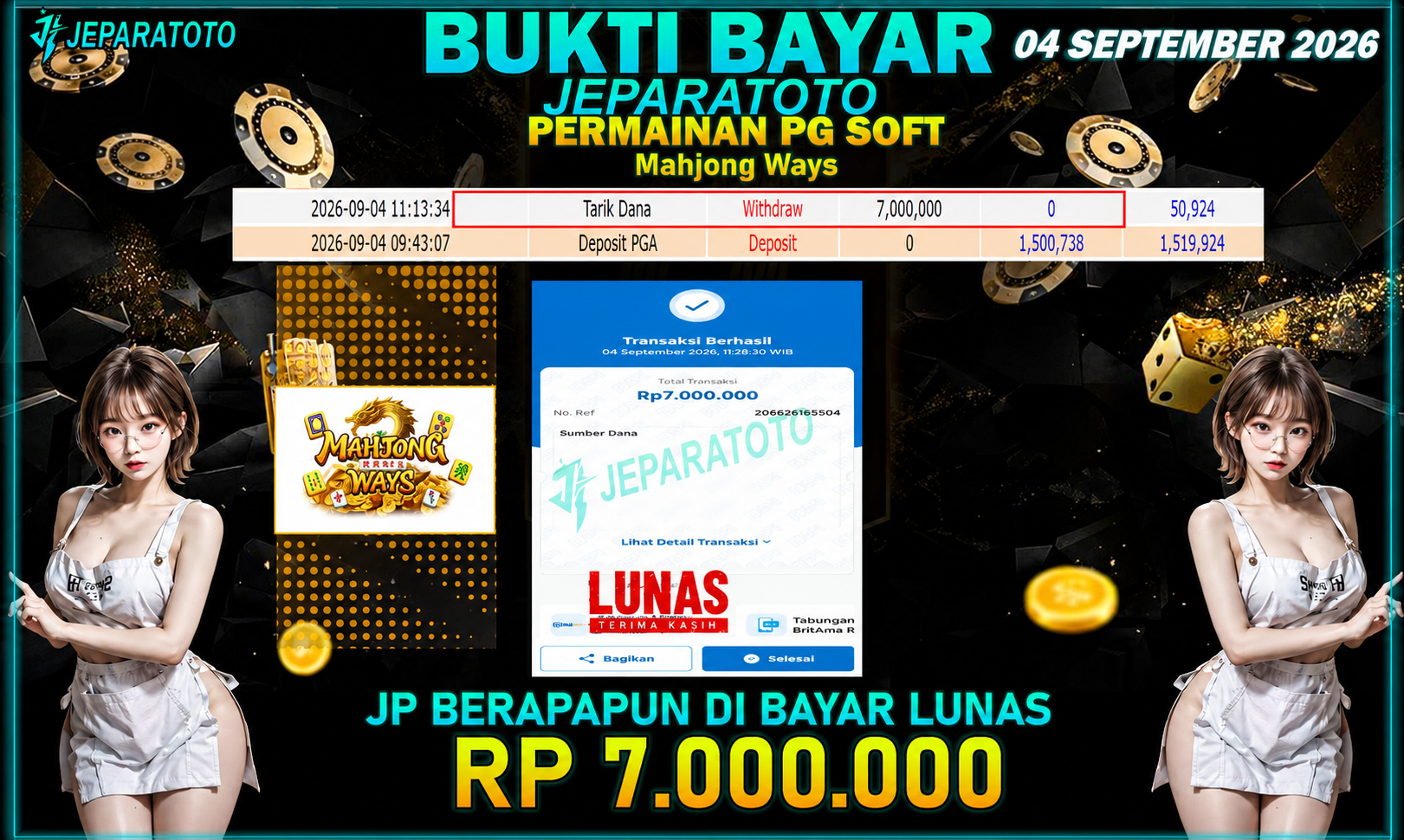 BUKTI KEMENANGAN MEMBER JEPARATOTO I  MAHJONG WAYS